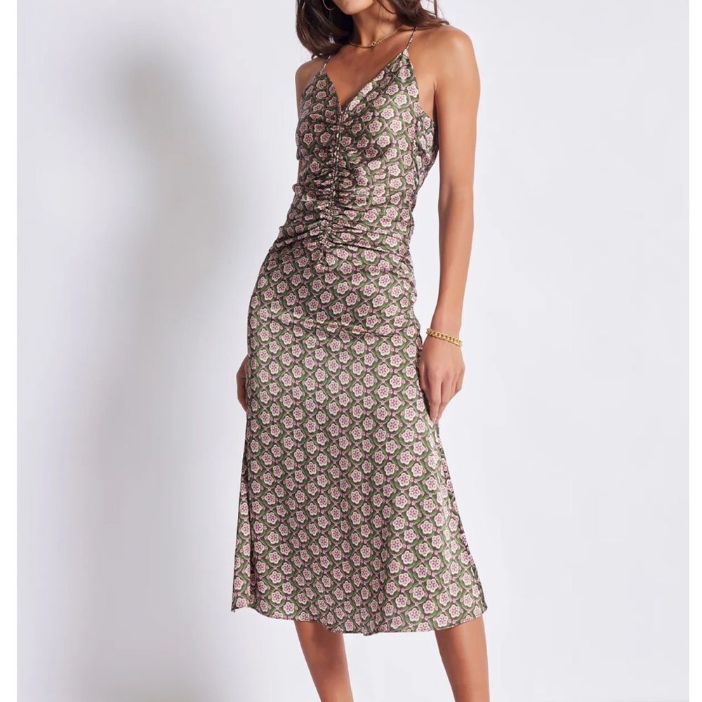 bishop + young Green & Pink Floral Midi Dress